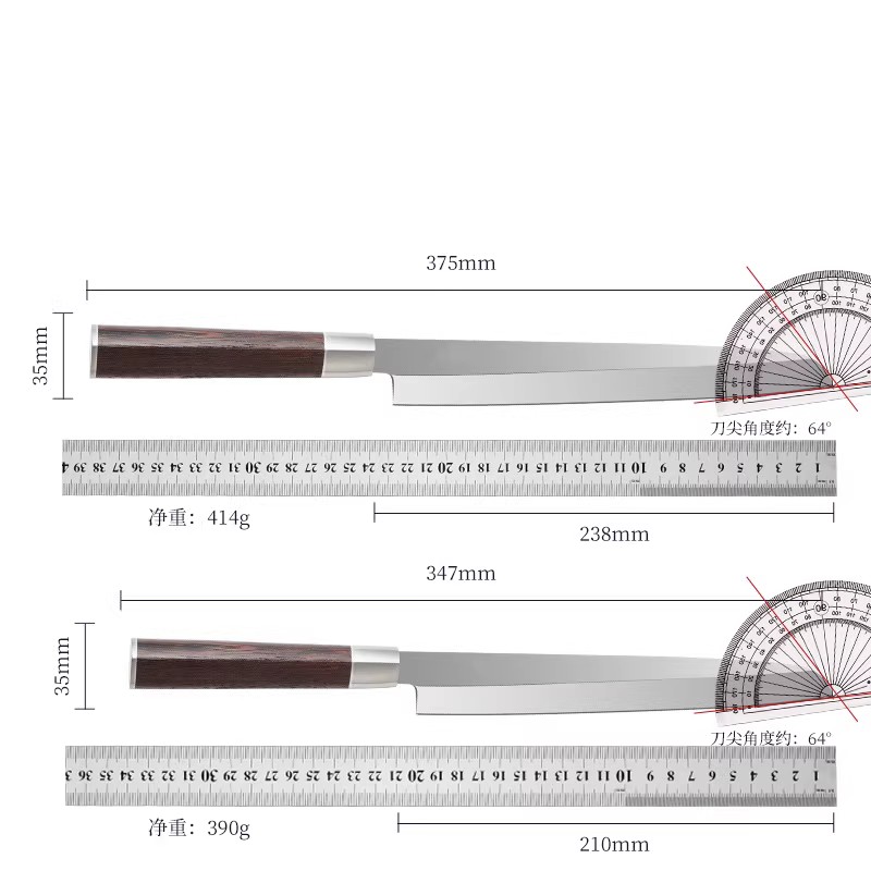 德国进口1.14钢日式柳刃刺身刀鱼生三文鱼专用刀主厨刀寿司料理刀-图3