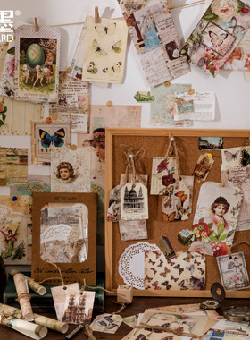 花子 陌墨混合材质复古素材包时空序曲系列ins风DIY装饰素材纸6款