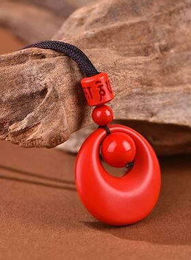 原矿朱砂公主平安扣吊坠子高含量紫金帝王红砂本命年项链吊坠代发