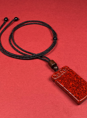 原矿朱砂晶体砂H款回纹无事牌吊坠烫金项链吊坠男女礼物批发代发