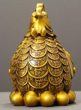金鸡生财工艺品摆件金鸡下单铜摆件家居客厅装饰办公室桌面铜摆饰