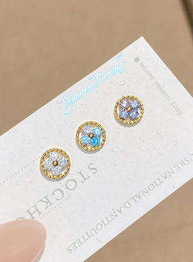 钛合金耳钉“金芜”耳蜗钉耳骨钉耳钉锆石镀金耳饰防敏免摘高级