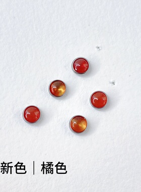 仙人穿刺 f136钛合金 天然石圆形平底耳钉/唇钉/鼻钉/耳骨钉4mm