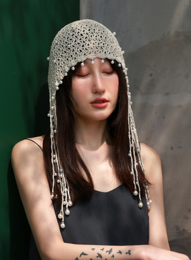 春夏手工复古防晒针织帽子钩花
