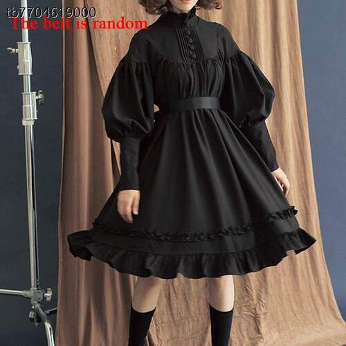 非人哉小玉cos服现货日系女仆COS新款长袖宽松纽扣花边连衣。现货 - 图1
