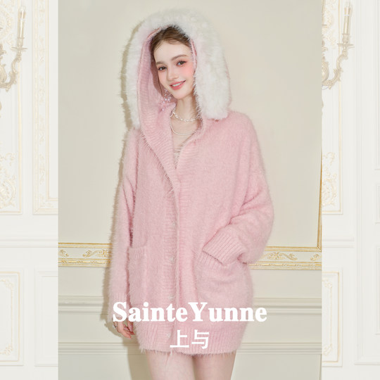 Herbst und Winter weicher und wachsartiger, lockerer, lockerer Kapuzenpullover mit großem Pelzkragen