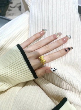 蝴蝶结黄金戒指在逃公主足金包银戒指开口可调节情人节送女友