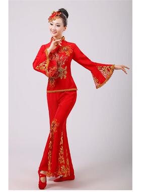 送扇子秧歌服2025演出服新款秋冬中老年古典腰鼓服装扇子广场舞蹈