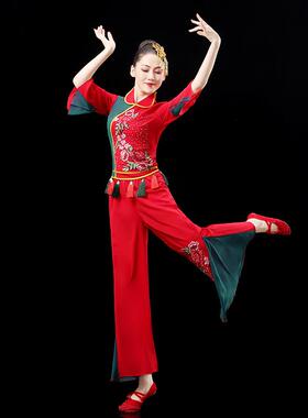 送扇子新款秧歌胶州风演出服装女中老年中国舞蹈手绢舞扇子舞广场