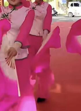 送扇子采购产品新秧歌服装时尚中式上衣长袖开衩秋季时尚裤女装扇
