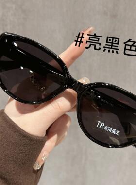 茶色猫眼墨镜女款2025新款级感防紫外线复古开车偏光太阳眼镜