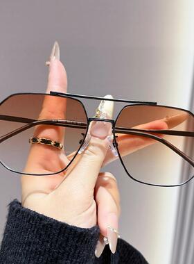 双梁男款偏光太阳镜可配有度数近视变色斯文败类痞帅眼镜框女墨镜
