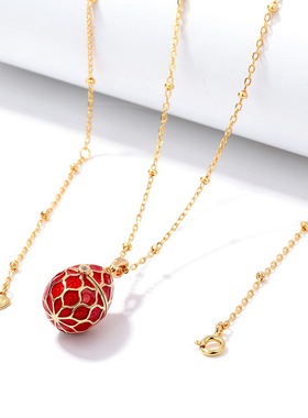 新款S925银渡18K金PT950铂金鸽子蛋滴红油毛衣吊坠可放药丸项链