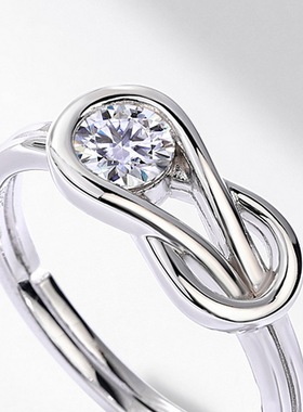 流行简约几何莫桑钻戒指S925银渡18K金PT950铂金戒指高级感手饰