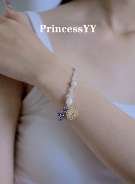 PrincessYY原创手作淡水珍珠水晶串珠手链轻奢小众精致2025新款潮