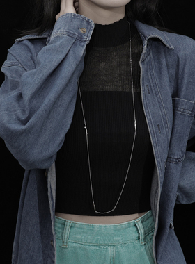 钛钢超长ins风中性毛衣链项链潮