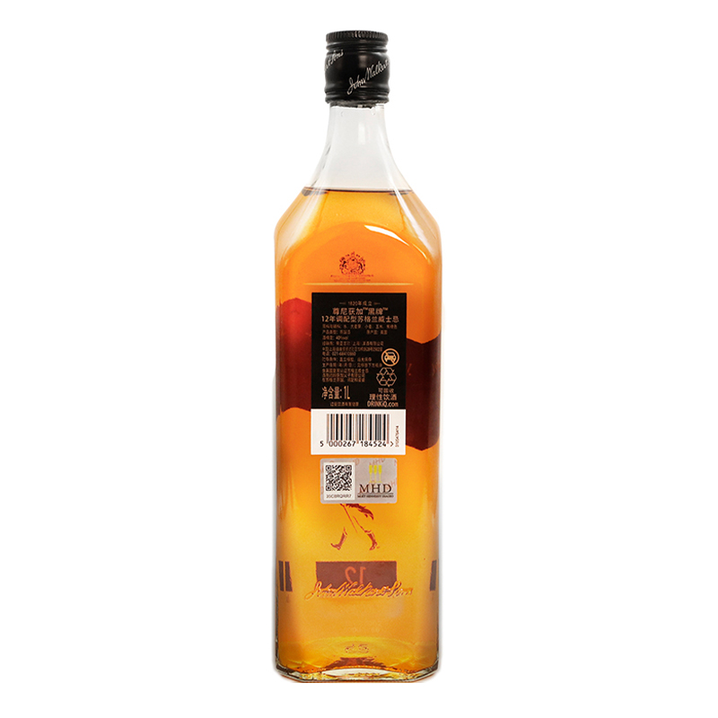 尊尼获加黑牌黑方威士忌洋酒帝亚吉欧Johnnie Walker 1000ml 1L - 图2