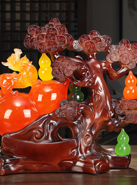 五福临门葫芦摆件仿玉工艺品家居客厅办公室新居乔迁店铺开业礼品