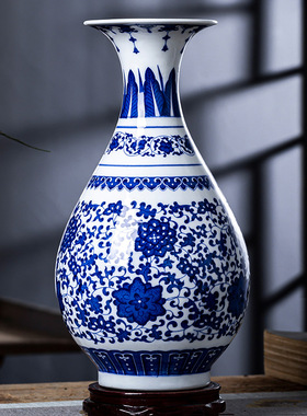 景德镇陶瓷青花瓷花瓶摆件客厅插花花器新中式家居装饰品瓷器瓷瓶