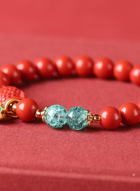 高含量红砂小鱼金莲蓬手链本命年大红色原矿朱砂手串女款厂家批发