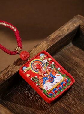 原矿朱砂彩绘八大守护神吊坠子高含量紫金砂帝王红砂项链国风吊坠