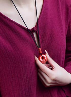 原矿朱砂帝王红砂貔貅平安扣吊坠高含量紫砂男女项链工厂直销代发