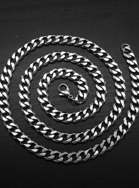 跨境欧美简约时尚磨边粗环链项链