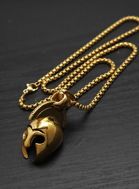 跨境铸造复古面具面罩吊坠项链钢