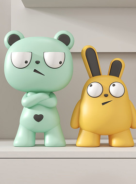 卡通感酒柜摆件电视柜奶油风软装