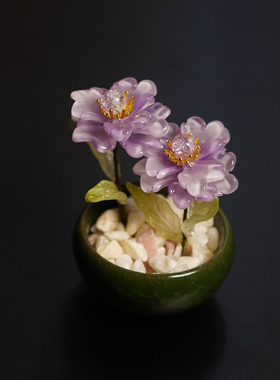 琉璃花瓣陶瓷花盆摆件小清新盆栽纯手工复古家居饰品桌面摆件