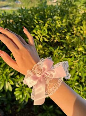 Lolita仙女蕾丝花边蝴蝶结袖套lo娘手腕饰品少女摄影拍照手袖护腕