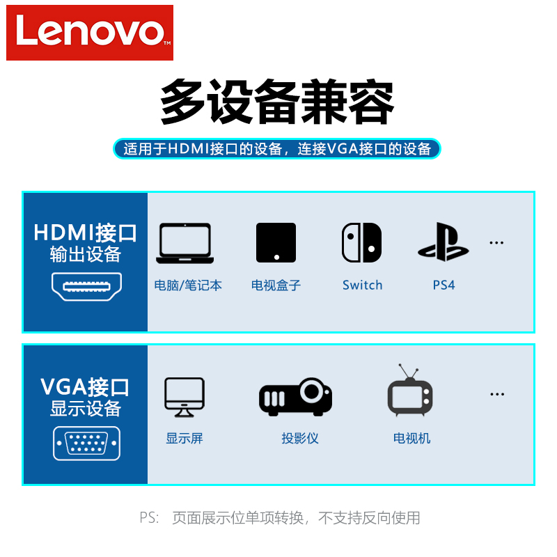 联想原装hdmi转vga线带音频接口笔记本电脑投影仪连接线转换器台式机顶盒电视机vga转hdmi高清线视频转接线 - 图2