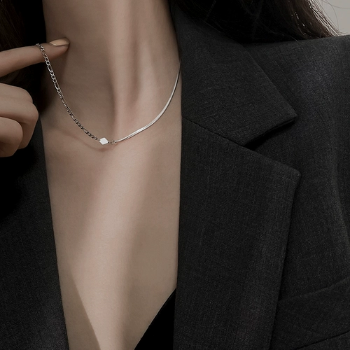 Небольшое ожерелье, дизайнерская брендовая цепочка до ключиц, аксессуар в стиле хип-хоп, легкий роскошный стиль, тренд сезона, серебро 925 пробы