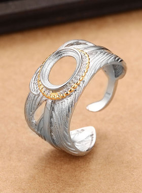 S925纯银复古民族风戒指托