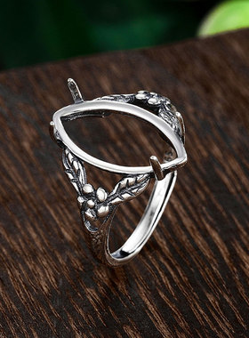 女士S925纯银复古中国风马眼戒托