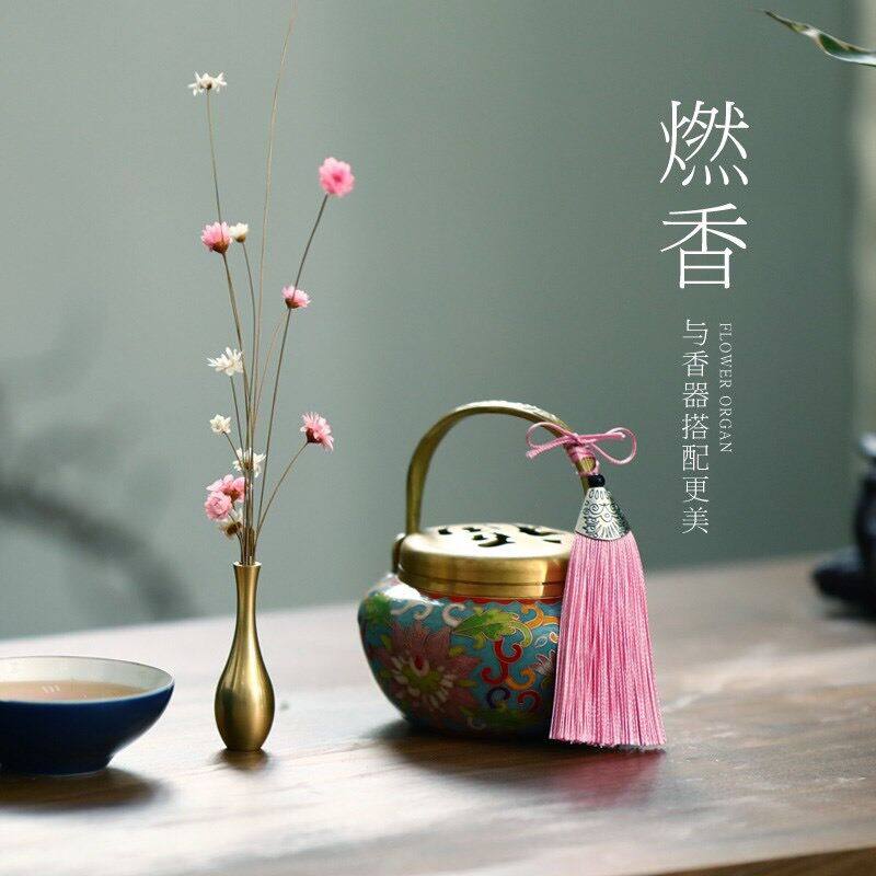 花瓶迷你小号黄铜香炉香茶道桌面配件 装饰干花器禅意日式花插,淘宝优惠券,粉丝福利购,淘宝优惠卷