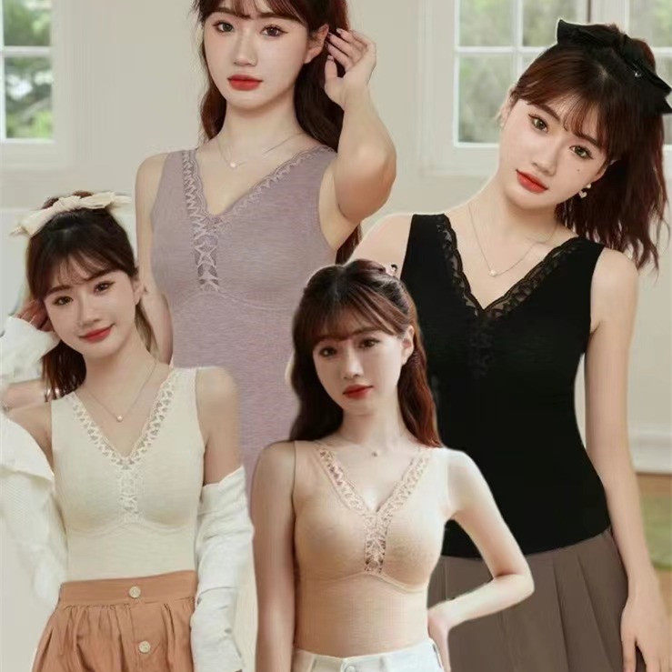 秋冬蚕丝羊绒花边保暖背心4022无痕舒适自带胸垫蓄热恒温打底内衣,淘宝优惠券,粉丝福利购,淘宝优惠卷