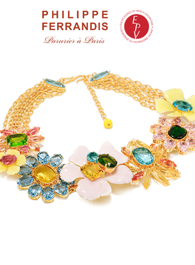 【法国进口】PF菲昂迪斯莫奈花园系列奢华版项链手绘珐琅彩