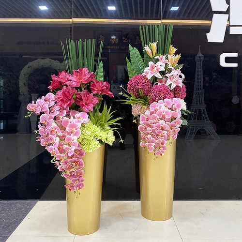 酒店旋转门橱窗仿真花假花迎宾大堂大厅商场客厅插花摆件装饰花艺 - 图3
