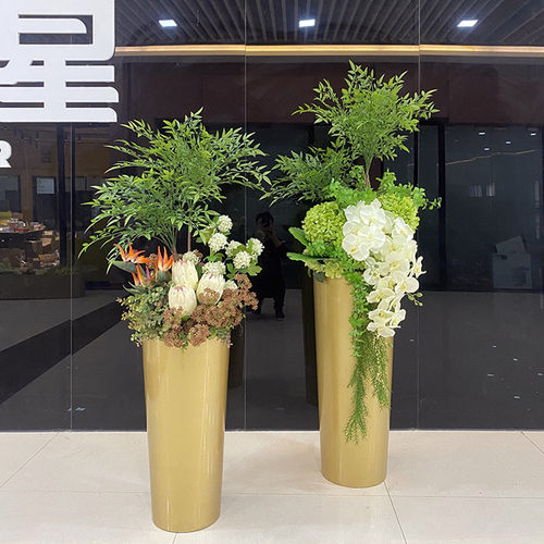 酒店旋转门橱窗仿真花假花迎宾大堂大厅商场客厅插花摆件装饰花艺 - 图0