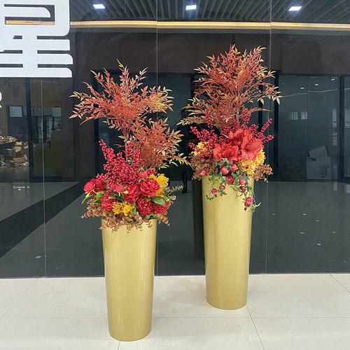 酒店旋转门橱窗仿真花假花迎宾大堂大厅商场客厅插花摆件装饰花艺 - 图1