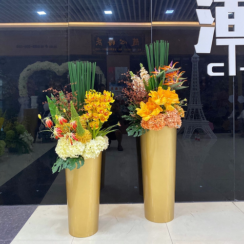 酒店旋转门橱窗仿真花假花迎宾大堂大厅商场客厅插花摆件装饰花艺 - 图2