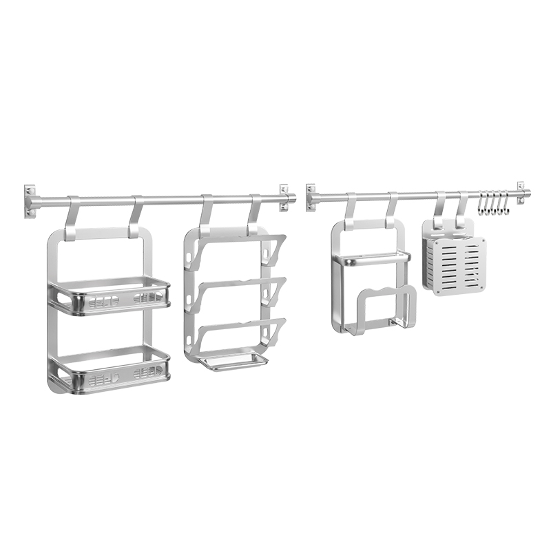 GDOU谷朵厨房刀架调味料置物架太空铝挂件壁挂多功能收纳架70777 - 图3