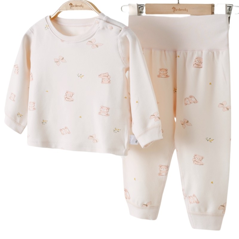 婴儿家居服套装秋冬季棉莫代尔舒绒小熊男女宝宝高腰护肚打底内衣,淘宝优惠券,粉丝福利购,淘宝优惠卷