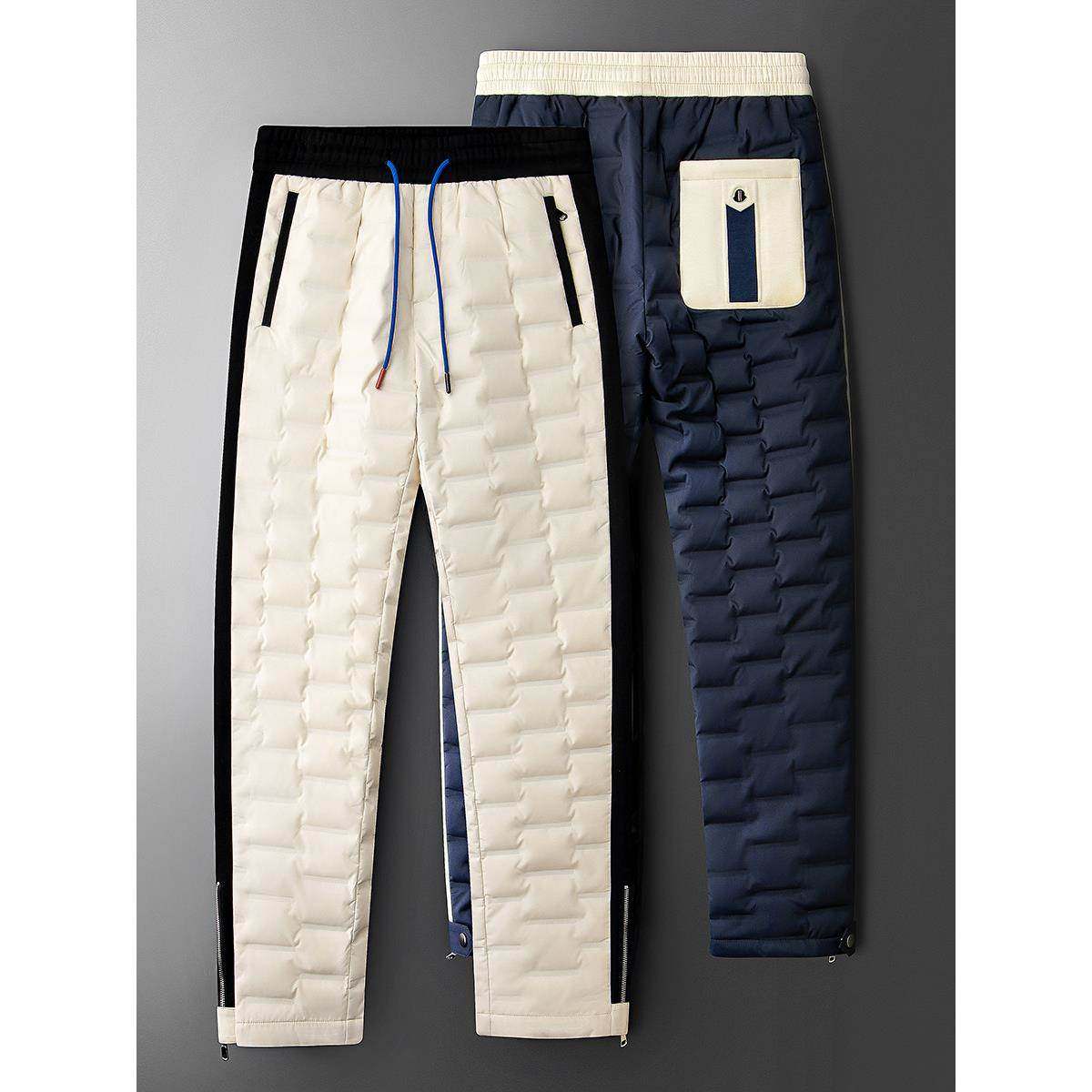 高端拼色加厚羽绒裤男士御寒保暖鸭绒裤冬季外穿高腰深档防风棉裤,淘宝优惠券,粉丝福利购,淘宝优惠卷