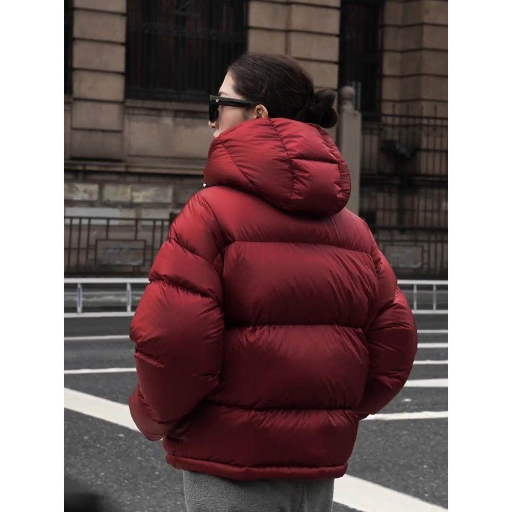 正品2025冬红色小香风面包服外套女短款高级感独特超好看羽绒棉服 - 图1