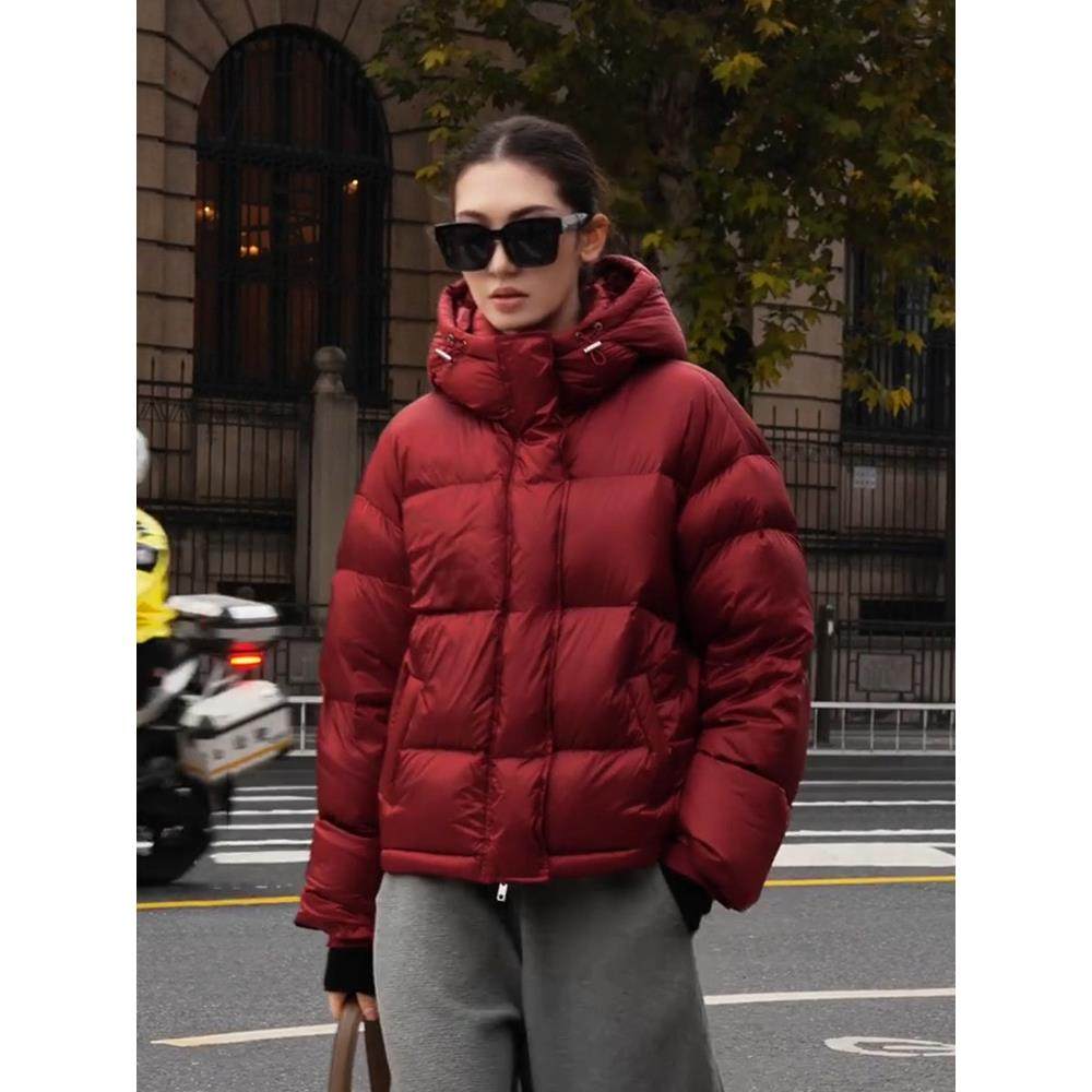 正品2025冬红色小香风面包服外套女短款高级感独特超好看羽绒棉服 - 图3