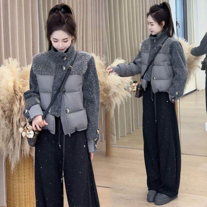 香港代购毛毛拼接棉衣外套女冬季新款时髦洋气加厚保暖短款棉袄潮,淘宝优惠券,粉丝福利购,淘宝优惠卷