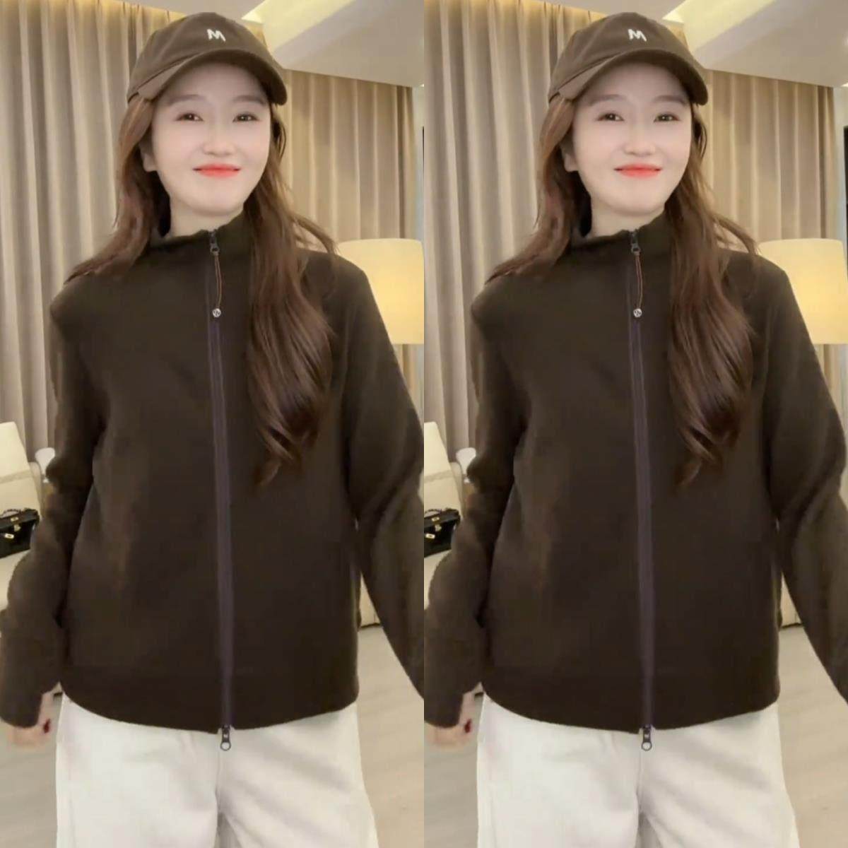 欧洲站拉炼双面德绒立领卫衣女2025年秋冬新款宽松休闲开衫外套潮,淘宝优惠券,粉丝福利购,淘宝优惠卷