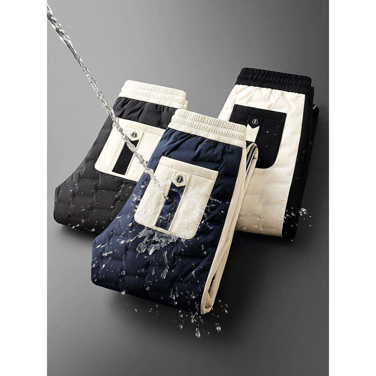 高端拼色加厚羽绒裤男士御寒保暖鸭绒裤冬季外穿高腰深档防风棉裤,淘宝优惠券,粉丝福利购,淘宝优惠卷